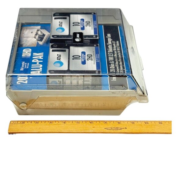 AT&T Floppy 3.5 Inch Disk Storage Case Plastic with 20 Diskettes New Sealed - Picture 10 of 11